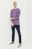 Бавовняний лонгслів Superdry колір фіолетовий з принтом