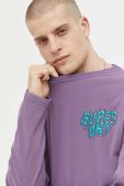 Бавовняний лонгслів Superdry колір фіолетовий з принтом