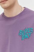 Бавовняний лонгслів Superdry колір фіолетовий з принтом
