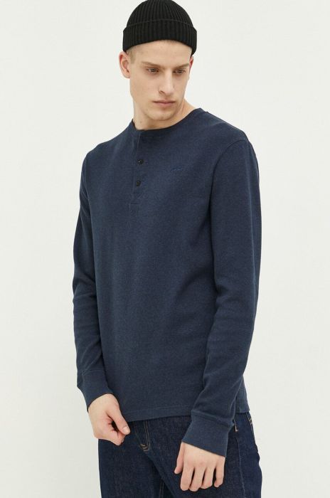 Бавовняний лонгслів Superdry колір синій однотонний (3220320)