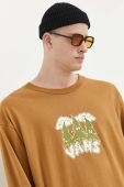 Бавовняний лонгслів Vans колір коричневий з принтом (3212086)