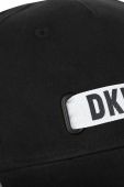 Дитяча бавовняна шапка Dkny колір чорний з аплікацією