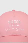 Бавовняна бейсболка Guess колір рожевий з принтом