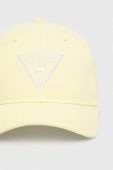 Бавовняна кепка Guess колір жовтий з аплікацією