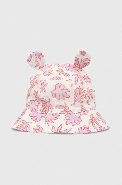 Дитяча бавовняна панама United Colors of Benetton колір рожевий з бавовни