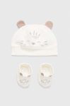Шапка і капці для немовлят OVS колір білий з бавовни