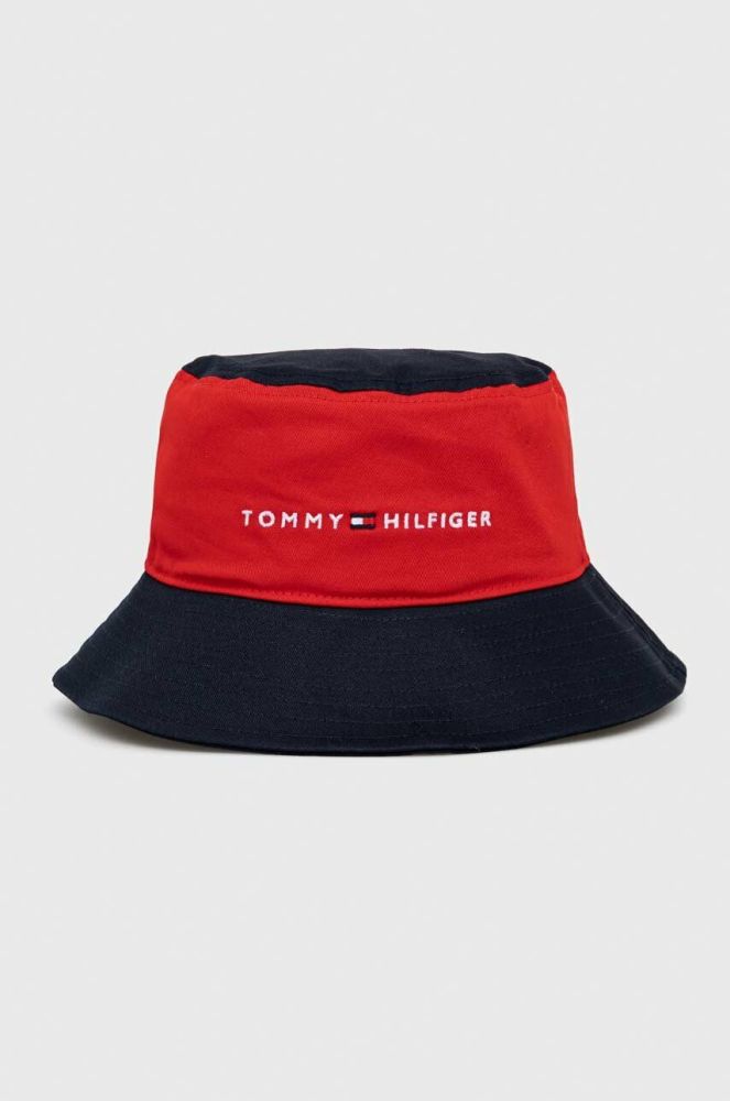 Дитяча бавовняна панама Tommy Hilfiger колір червоний з бавовни