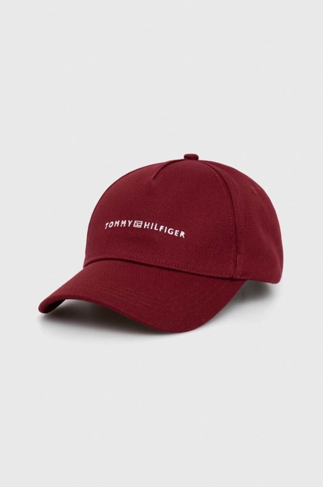 Бавовняна бейсболка Tommy Hilfiger колір бордовий однотонна (2848687)