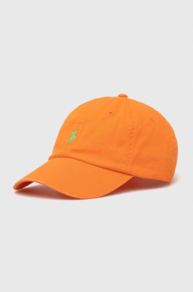 Бавовняна бейсболка Polo Ralph Lauren колір помаранчевий з аплікацією