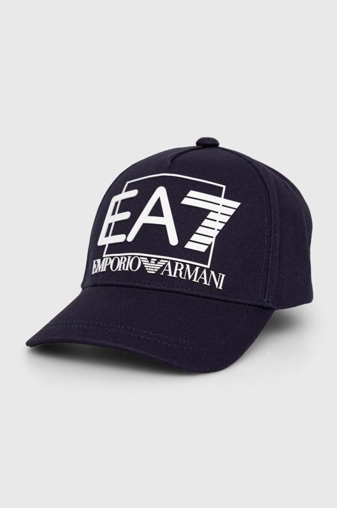 Кепка EA7 Emporio Armani колір синій з принтом