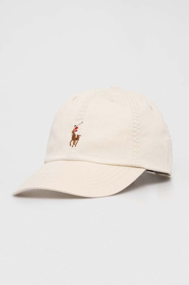 Кепка Polo Ralph Lauren колір бежевий однотонна