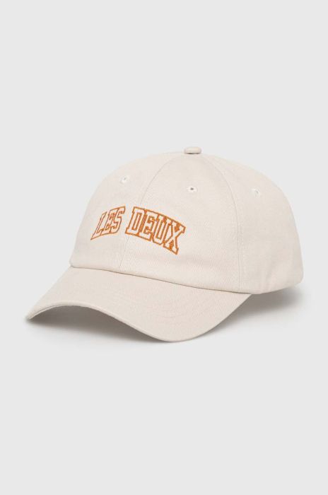 Бавовняна бейсболка Les Deux колір бежевий з аплікацією (3094543)