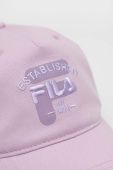 Бавовняна бейсболка Fila колір фіолетовий з аплікацією