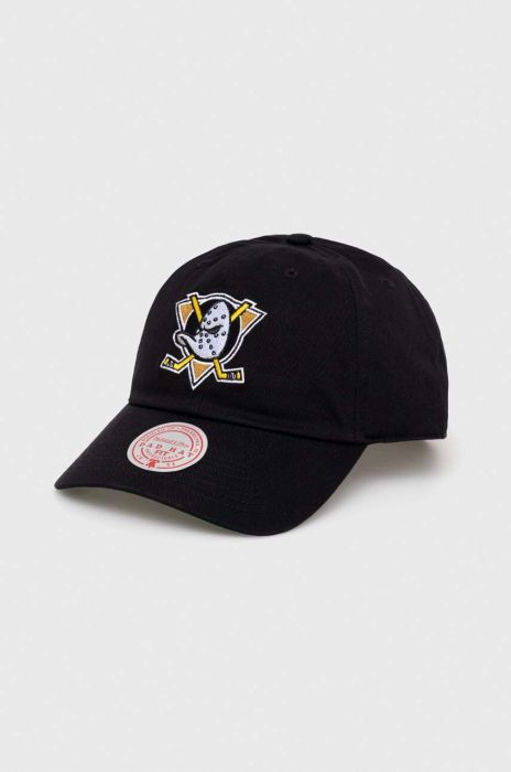 Бавовняна бейсболка Mitchell&Ness Anaheim Ducks колір чорний з аплікацією