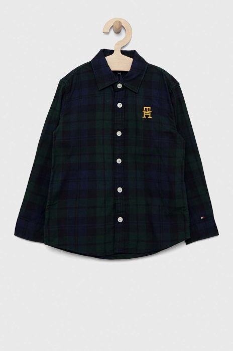 Дитяча бавовняна сорочка Tommy Hilfiger колір зелений (3073794)
