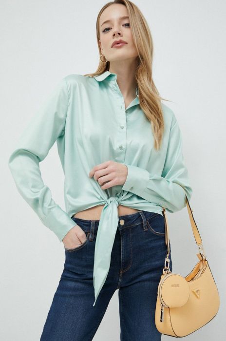 Сорочка Guess жіноча колір зелений regular класичний комір (2921931)