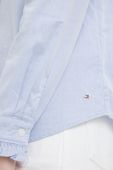 Бавовняна сорочка Tommy Hilfiger жіноча regular зі стійкою колір блакитний