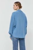 Шовкова сорочка BOSS жіноча relaxed колір блакитний