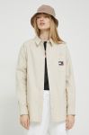 Бавовняна сорочка Tommy Jeans жіноча колір бежевий relaxed класичний комір (2960035)