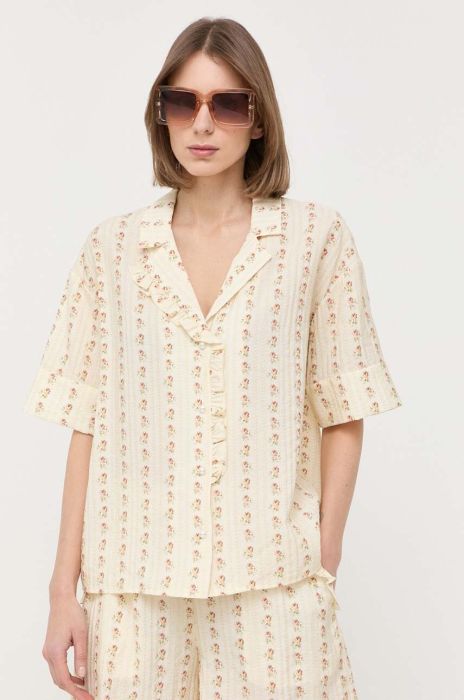 Сорочка Notes du Nord жіноча колір жовтий relaxed класичний комір