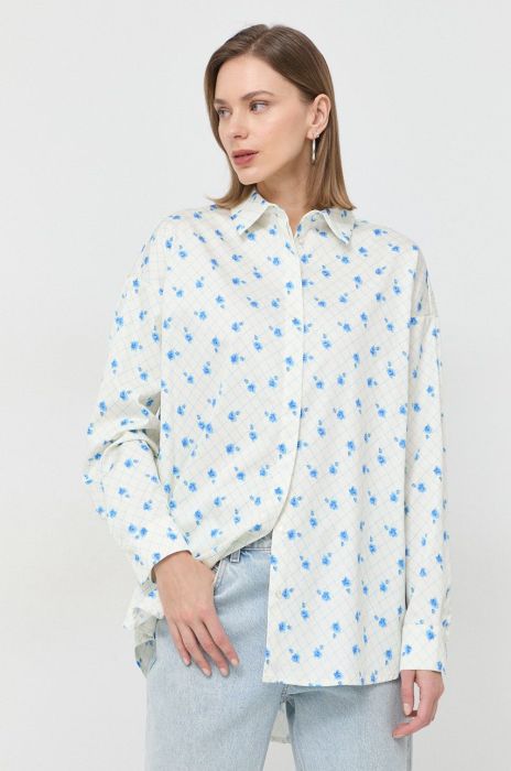 Сорочка Notes du Nord Francesca жіноча колір білий relaxed класичний комір