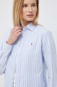 Бавовняна сорочка Polo Ralph Lauren жіноча regular класичний комір колір блакитний (2943104)