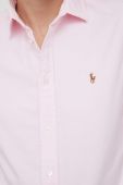Бавовняна сорочка Polo Ralph Lauren жіноча колір рожевий regular класичний комір