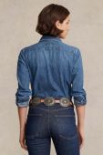 Джинсова сорочка Polo Ralph Lauren жіноча колір синій regular класичний комір