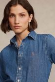 Джинсова сорочка Polo Ralph Lauren жіноча колір синій regular класичний комір