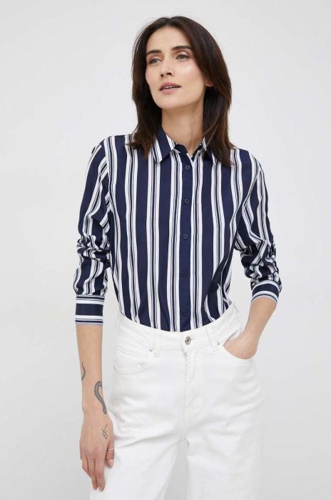 Сорочка Lauren Ralph Lauren жіноча колір синій regular класичний комір