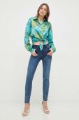 Сорочка Guess жіноча колір бірюзовий relaxed класичний комір