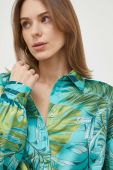 Сорочка Guess жіноча колір бірюзовий relaxed класичний комір
