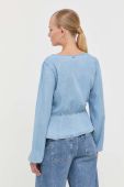 Блузка Guess жіноча однотонна колір блакитний (3220745)