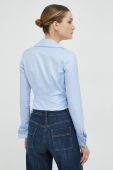 Бавовняна сорочка Elisabetta Franchi жіноча regular класичний комір колір блакитний