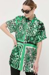 Шовкова блузка Red Valentino колір зелений візерунок