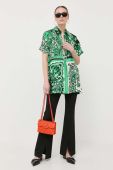 Шовкова блузка Red Valentino колір зелений візерунок
