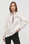 Шовкова блузка Red Valentino жіноча колір бежевий візерунок