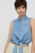 Блузка Pepe Jeans жіноча однотонна колір блакитний (3064618)