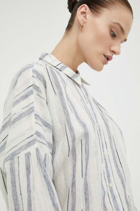 Сорочка з домішкою льону Mustang колір бежевий relaxed класичний комір