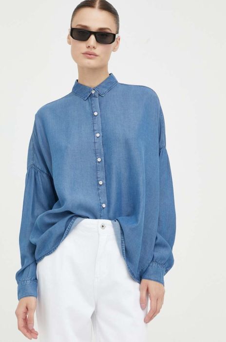 Сорочка Mustang жіноча relaxed класичний комір колір блакитний (3317294)