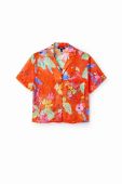Бавовняна сорочка Desigual жіноча колір червоний relaxed класичний комір