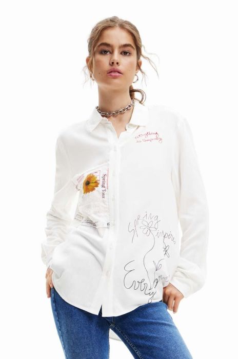 Сорочка Desigual жіноча колір білий regular класичний комір (3044165)