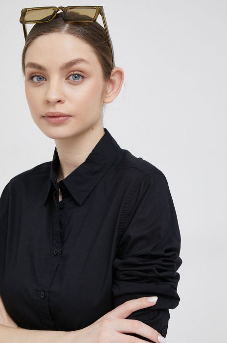 Бавовняна сорочка United Colors of Benetton жіноча колір чорний regular класичний комір