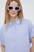Сорочка United Colors of Benetton жіноча relaxed класичний комір колір блакитний (3210299)