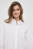 Бавовняна сорочка United Colors of Benetton жіноча колір білий relaxed класичний комір (3282506)