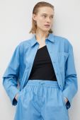 Бавовняна сорочка Herskind Henriette жіноча relaxed класичний комір колір блакитний