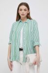 Бавовняна сорочка Tommy Hilfiger жіноча колір зелений relaxed класичний комір