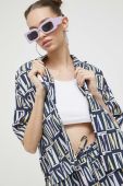 Сорочка Tommy Jeans жіноча колір синій relaxed класичний комір