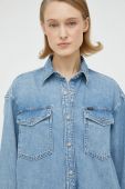 Джинсова сорочка Lee жіноча relaxed класичний комір колір блакитний
