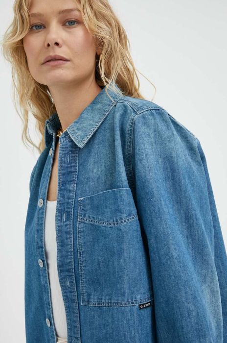 Джинсова сорочка G-Star Raw жіноча regular класичний комір колір блакитний